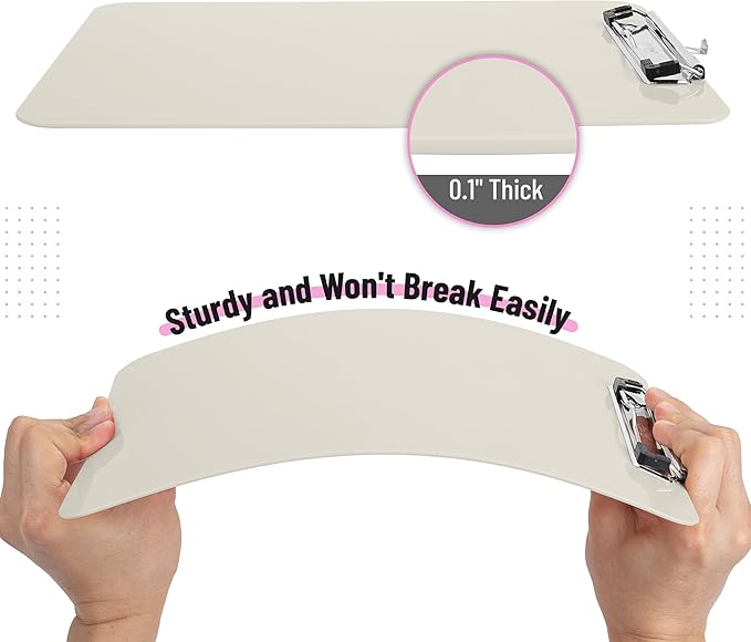 Mr. Pen- Plastic Clipboard, 12.5" x 9", 2 Pack, Silk Cream Clipboard Plastic, Low-Profile Metal Clip with Retractable Hanging Hole