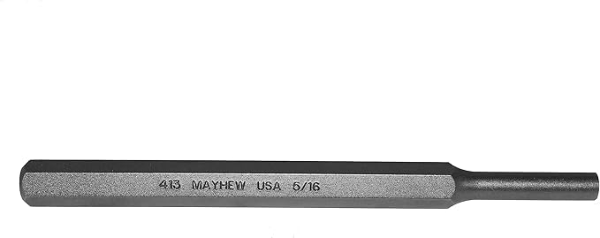 Mayhew Tools 71019 SAE Pin Punch, 5/16 x 1.25" Pin, 6" OAL x 7/16" Body, Shot Blast Finish