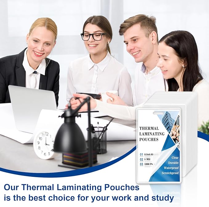 1000 Pack 5mil 2.5" x 4.2" Thermal Laminating Pouches Badge Laminate Pouches Clear Laminated Luggage Tags Printable Laminator Pouches for Business Permits Cards
