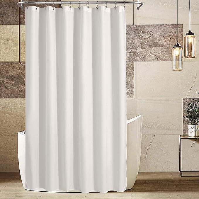 ALYVIA SPRING Extra Long Fabric Shower Curtain Liner Waterproof - 72" x 96", Soft & Lightweight X-Long Shower Curtain with Magnets, Machine Washable - 72x96, White