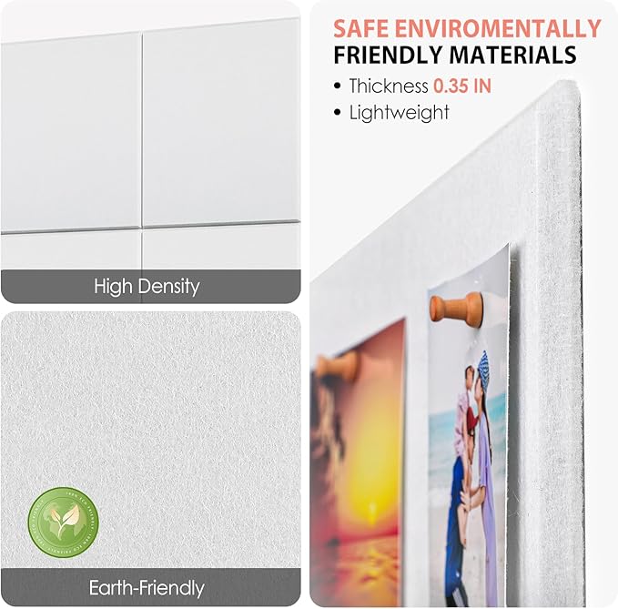 MaxGear Large Cork Board for Wall 48" x 36" White Bulletin Board, 12 Pack Felt Wall Tiles with Pushpins, Cork Boards for Office Pin Board Tack Board for Photo Meno Decor