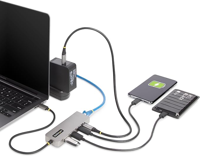 StarTech.com 3-Port USB-C Hub, 2.5 Gbps Ethernet, 100W PD Pass-Through Port, USB 3.2 10Gbps, 2X USB-A/1x USB-C, Portable Hub