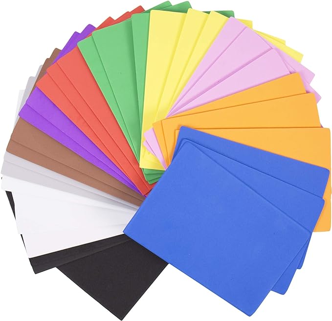 Horizon Group USA 30 Rainbow Colorful Foam Sheets 5X 8.5, Multipack Assorted Vibrant Colors, Great for DIY Craft Projects, Multicolor