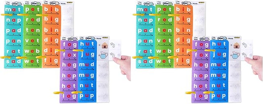 CHEFAN CVC Word Spelling Games, Phonics Flash Card Sight Word Games, Preschool Kindergarten Learning Activities, Montessori Educational Toy Gift for 3 4 5 6 Year Old Kids (Pack of 2)