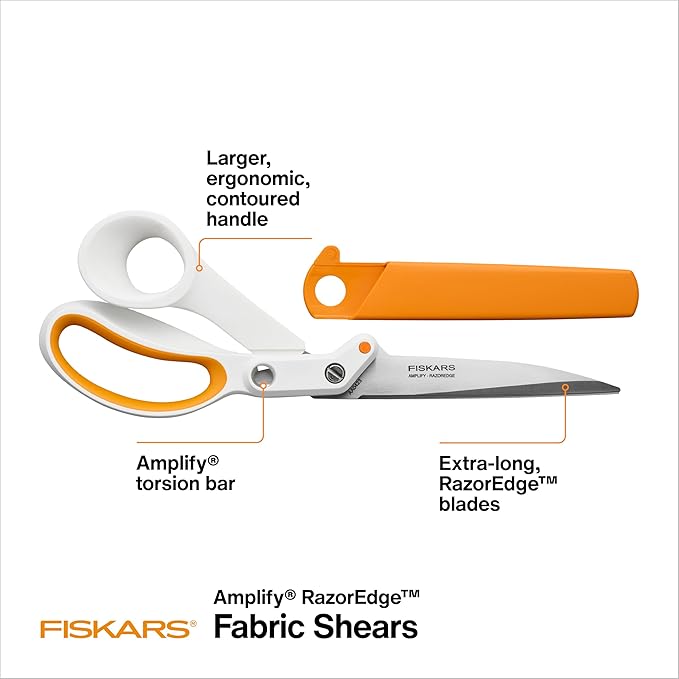 Fiskars Amplify RazorEdge Fabric Scissors - 10" Heavy Duty Fabric Shears with SoftGrip Ergonomic Handle, Premier Grade Stainless Steel Blades