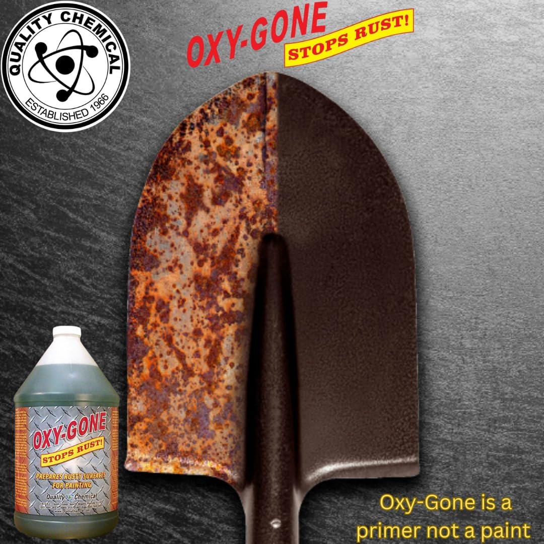 Quality Chemical Oxy-Gone Rust Remover and Metal Treatment/Rust Repair/Prepares surfaces for painting / 1 gallon (128 oz.)