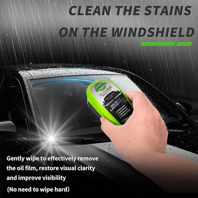 Kwak's Automotive Oil Film Cleaning Brush,Glass Oil Film Remover for Windshield Improves Clarity and Visibility,Prevents Rain and Stain 2 Set (150ml)
