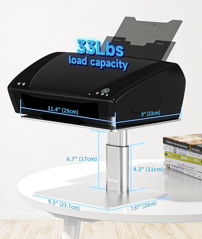 BoYata Monitor Riser Stand, Adjustable Height Metal Desktop Stand Storage Organizer Compatible with TV, PC, Laptop, Computer, iMac, and All Screen Display-Silver
