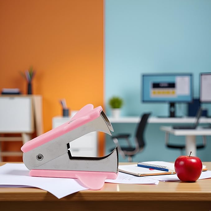 Pink Stapler Removal Tool, Staple Puller, Modern Plastic Stapler Remover with Non-Slip Handle, Ideal for Students, Teachers, Home and School