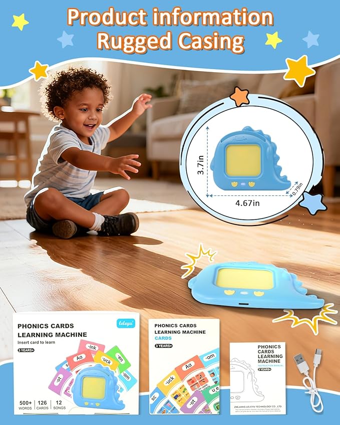 Phonics Talking Flash Cards for Toddlers 3-8, 532 Words, Learn to Read with 2 Paths, CVC Blends Digraphs Long Vowel Sounds, Spelling & Reading, Educational Toys for Kindergarten Homeschool Grades 1-2