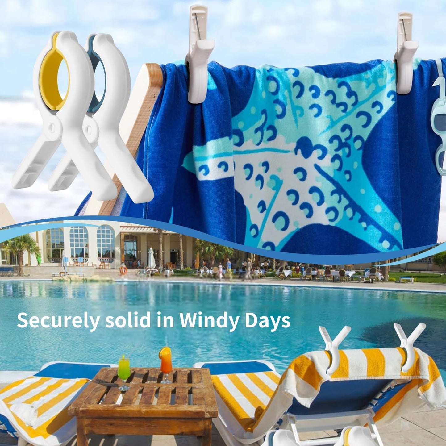 Extra LargeTowel Clips for Beach Chairs,3.7 Inch Beach Towel Clips,Towel Clips Strong gripping Power Suitable for Family Vacation and Poolside Leisure
