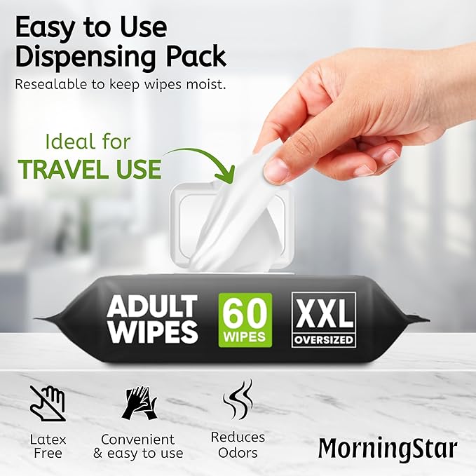 Adult Wipes for Elderly - 720 Wipes 12 Packs Thick Extra Large Disposable Washcloths for Adult Bathing & Shower Alternative No-Rinse - Lightly Scented XXL