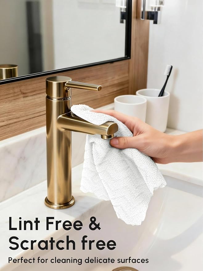 Microfiber Cleaning Cloths Roll, 75 Pack Tear Away Microfiber Towels Roll, 12" x 13" Lint Free Rags, Reusable Cleaning Cloths, Washable, Scratch Free,Ultra Absorbent Dish Rags(White Ripple)