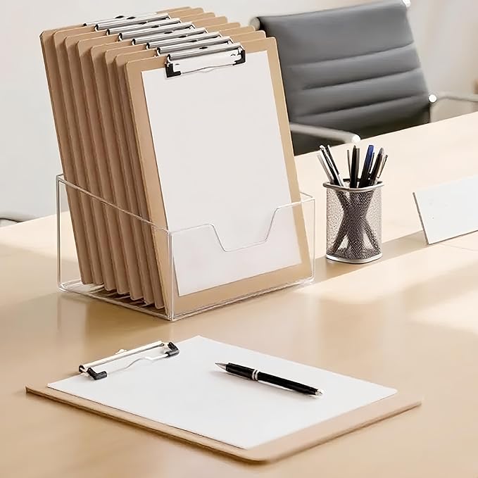 15 Pack Clipboard 9 x 12.5 Letter Size Clip Boards Bulk, A4 Wooden Hardboard Office Clipboards Pack for Classroom, Work-Meetings, Brown