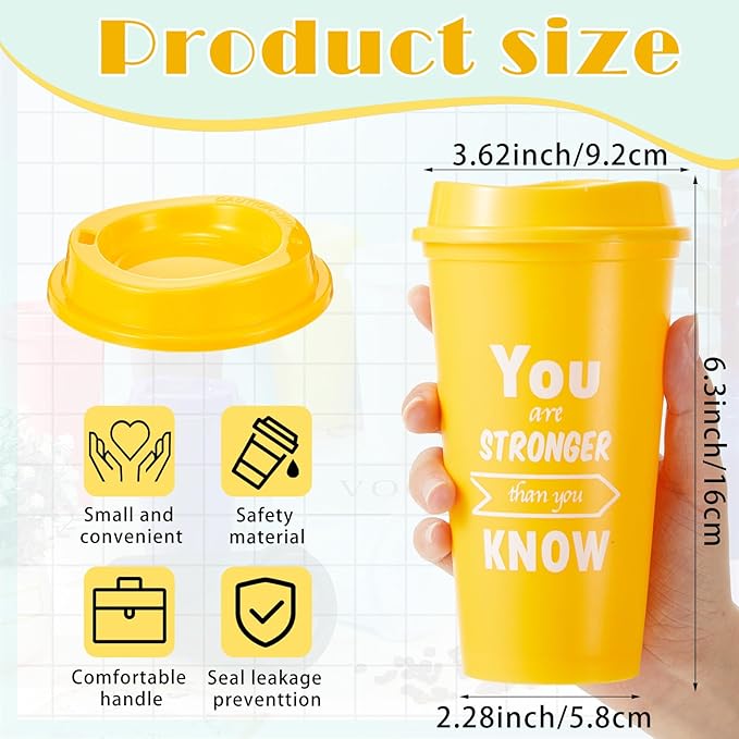 24 Pcs Inspirational Gifts for Employee Coworkers Staff Teammate, 16oz Reusable Plastic Coffee Cups with Positive Sayings, Bundle Gifts for Woman Man Coworker (Pastle Color,Inspirational)