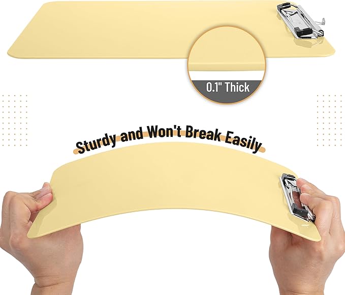Mr. Pen- Plastic Clipboard, 12.5" x 9", 2 Pack, Buttercream Clipboard Plastic, Low-Profile Metal Clip with Retractable Hanging Hole