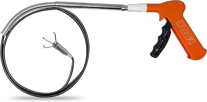 Pistol Grip Grabber Claw, Drain Clog Pickup Snake, Remove Hair and Clogs from Sink, Shower, Tub, Toilet Drains, 5-Ft