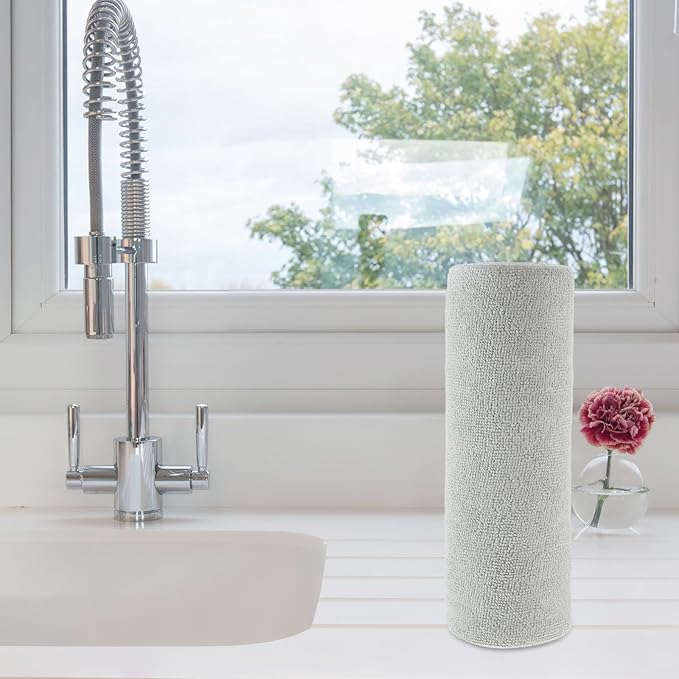 Microfiber Towel Roll 20 Sheets 25X25Cm Reusable Water Absorbing Cleaning Cloths Kitchen Dish Cloths for Household and Automotive Dusting
