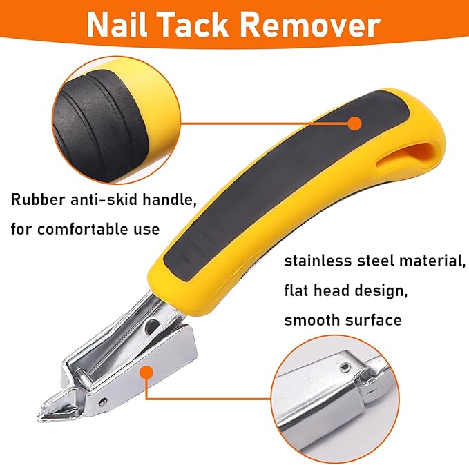 4Pcs Upholstery and Construction Staple Remover Tools Set - Nail Tack Remover, U Tack Lifter, End Cutting Plier, Carpet Remover Tool for Furniture Floor Craft Project Photo Frame