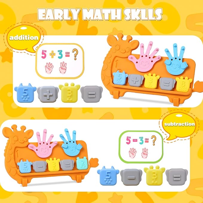 Preschool Learning Math Toy for Toddlers, Silicone Counting Board with Number Tracing | Montessori Educational Math Manipulatives Number Counting Blocks for 3 Year+ Boys Girls Gifts