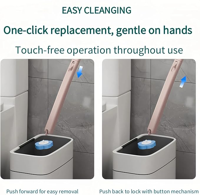 Disposable Toilet Brush Toilet Bowl Cleaner,Toilet Cleaning Supplies,Toilet Bowl Brush,Toilet Cleaner Brush,Toilet Brush with Holder,48 Refills for Cleaning and Hygienic Bathroom Maintenance (Pink)