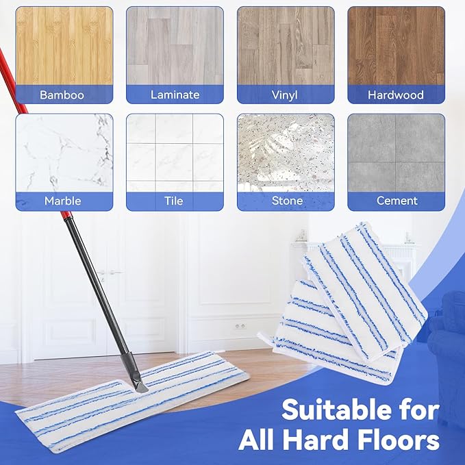 Mop Heads Replacements Compatible with Cedar Dual-Action Flip Mop - Microfiber Mop Replace Pads for Dry/Wet Use - Reusable Washable Dust Mop Refills for Floor Cleaning,5 Pack