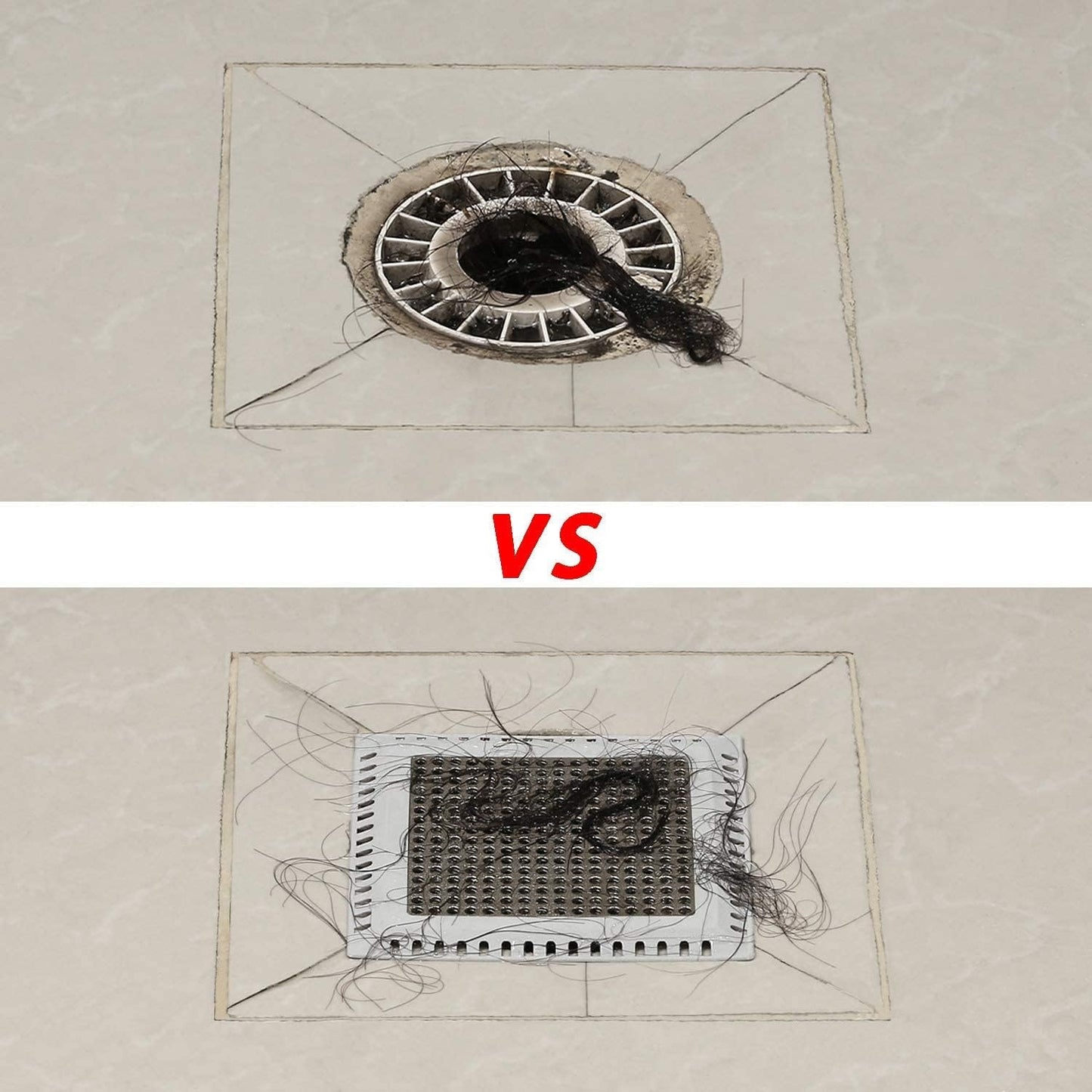 Shower Hair Catcher/Drain Strainer/Drain Hair Catcher Shower Cover for Bathroom Floor Drain, Stainless Steel and Silicone (4 inch, Black)