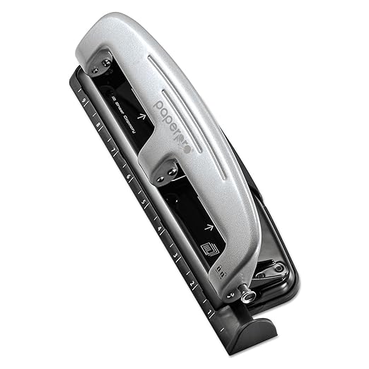 Bostitch Office inPRESS 12 Reduced Effort Three-Hole Punch, Silver/Black (2101)