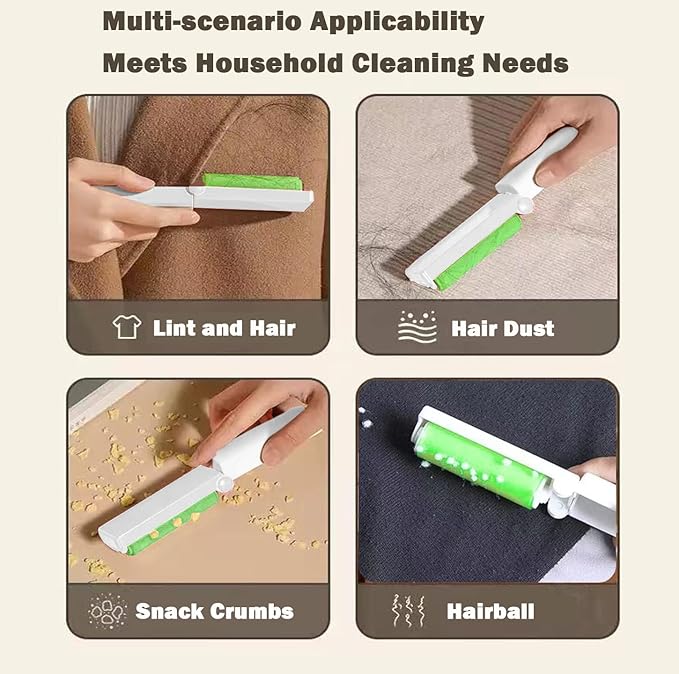 Mini Washable Lint Roller 8 Pack, Reusable Sticky Lint Roller Portable Compact Pet Hair Remover Cleaner with Cover for Clothes, Travel, Home
