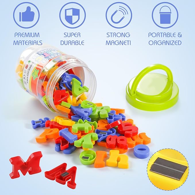 LovesTown 104 PCS Alphabet Magnetic Letters and Numbers for Toddlers,ABC 123 Fridge Educational Set,Great Learning Gift from Parents or Teachers (Pack of 2)