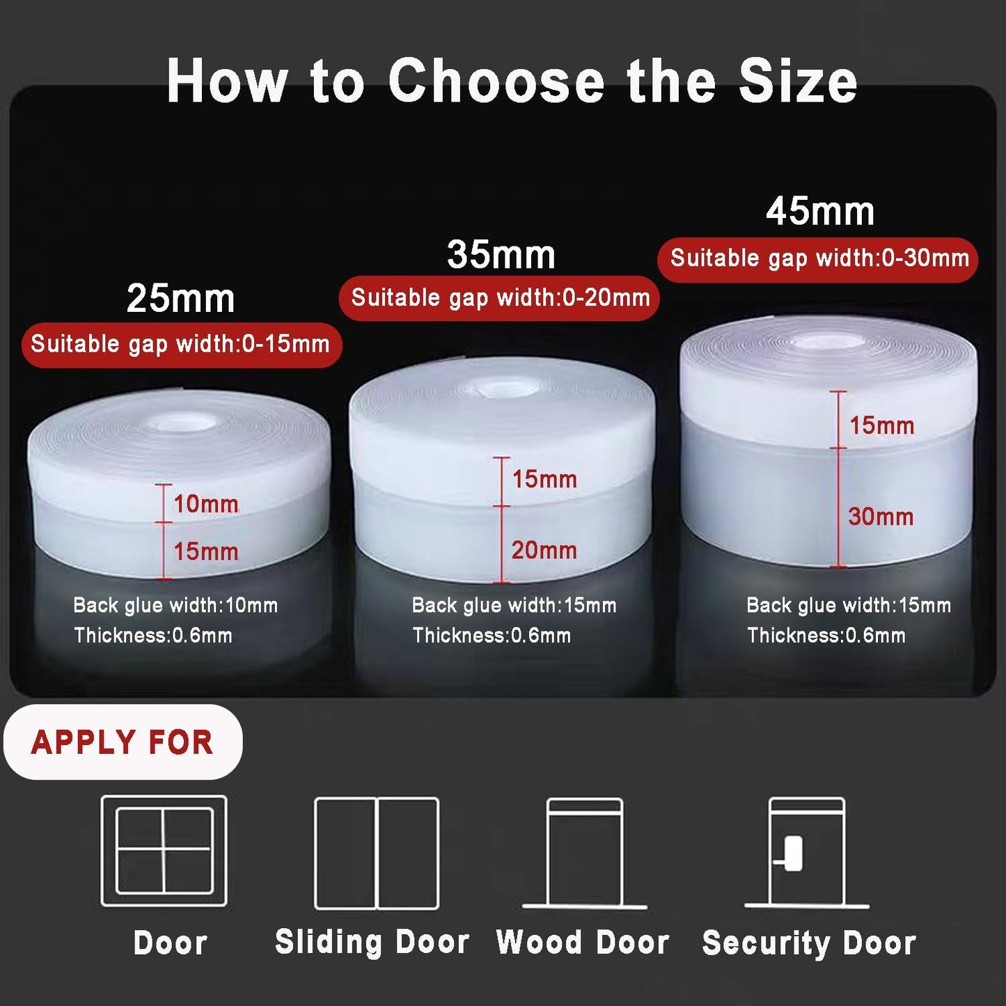 Dstorelhp Upgraded Weather Stripping, No Residue Door Draft Stopper, Silicone Seal Strip for Doors Windows Shower Glass Gap, Transparent 16.4 Feet Long (Width 35mm)