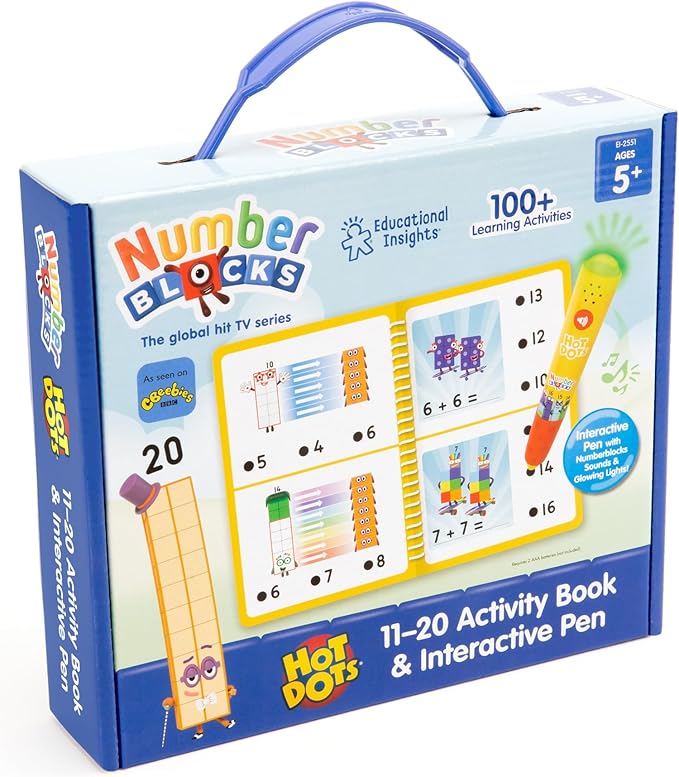 Educational Insights Hot Dots Numberblocks Workbook Numbers 11-20 with Interactive Pen, 60+ Activities, Gift for Kids Ages 5+