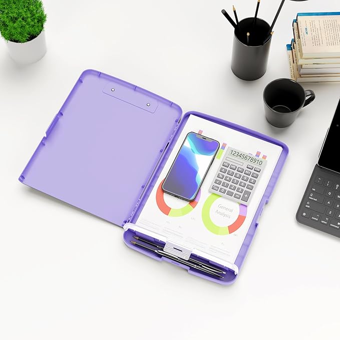 Hongri Clipboard with Storage with Pen Holder, Folder Nursing Clip Board 8.5 x 11 Foilo-Side Opening, High Capacity, Light Weight for Teachers, Classroom. Size 14 x 9.6 x 1.2 in(Purple)