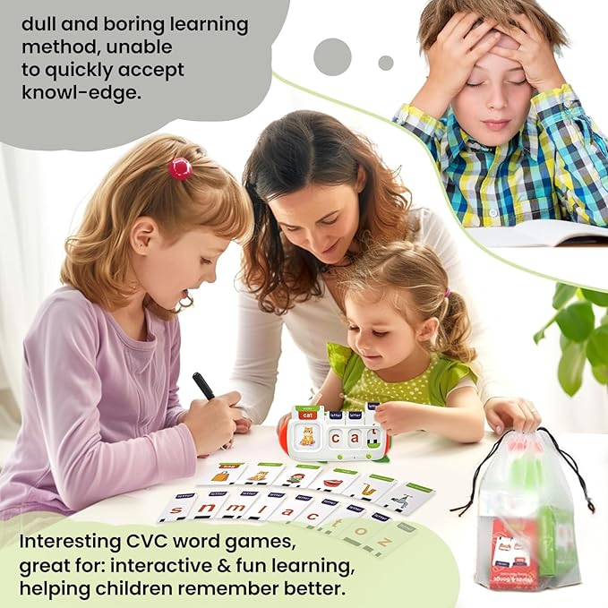 Talking Flash Cards for Toddlers 2-8,Montessori Toys for Autism,107 Sight Words,Alphabet CVC Learning Toy,Speak and Spell Phonics Games for Kindergarten,Educational Birthday Gift for Kids