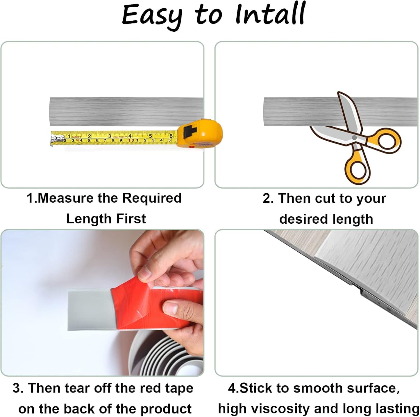Floor/Door Flat Transition Strip & Self-Adhesive Vinyl Edge Trim - Laminate Gap Covering Joining Strip
