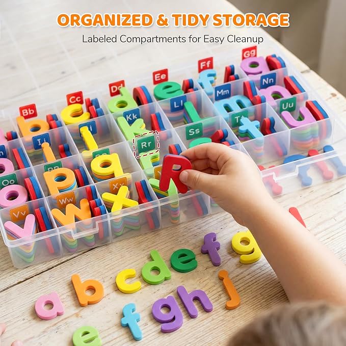 LovesTown Magnetic Alphabet Letters Set for Toddlers, Educational Learning Kit with Double-Sided Board and Storage Box, 234 PCS