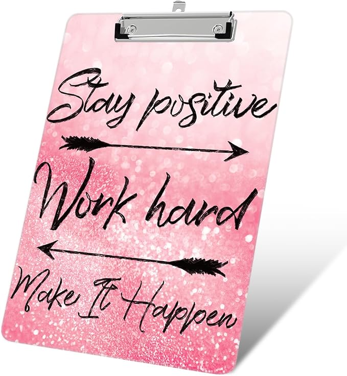 Plastic A4 Clipboards, Cute Fashion Clipboard Decorative, 12.2" x 8.7" Standard A4 Size Clipboards, Plastic Acrylic Clipboard for Teacher, Social Worker, Students,Women, Office Supplies (Positive)