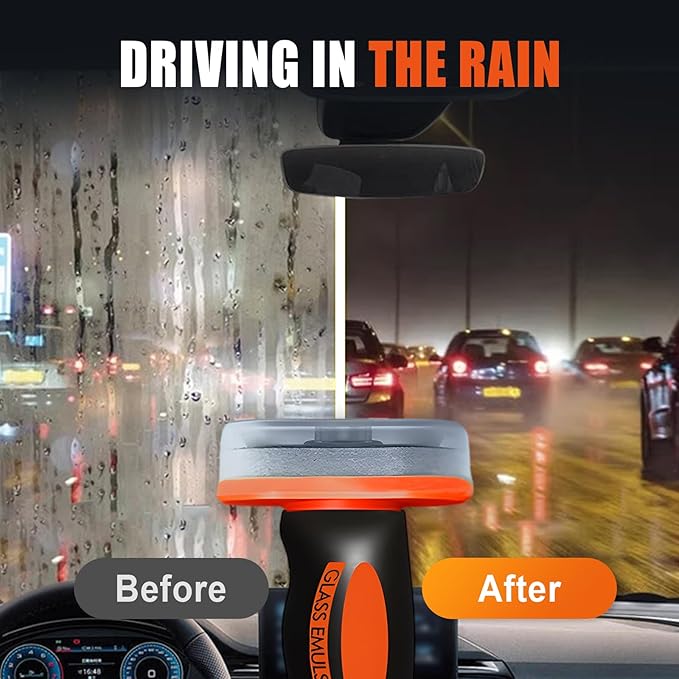 SENOY Oil Film Remover for Car Windshields and Windows, Handheld Car Glass Cleaner Oils Film Cleaning Brush, Glass Guard Windshield Cleaner & Oil Film Remover Coating for Car Window (1PC)