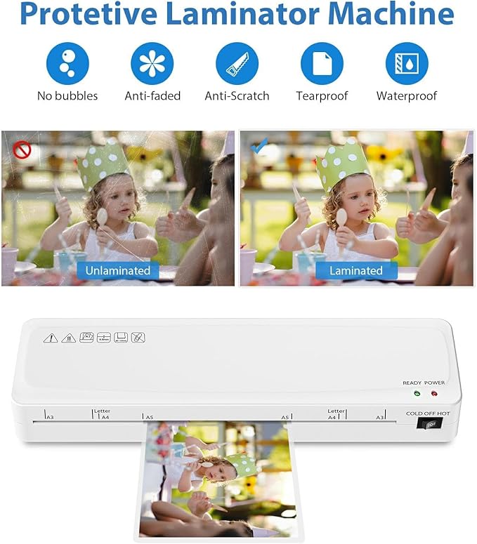 Laminator Machine, Sweleke A3 Laminating Machine with 5 Laminating Sheets, 11x 17 Thermal Lamination Machine for Home, 13 Inch Laminator Machine Hot and Cold for School Office Use