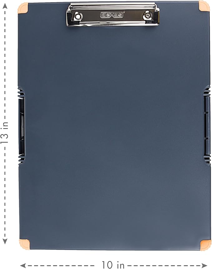 Dexas Duo Clipcase, Double Sided Clipboard Design, Portable Clipboards 13”x10” Gray/Orange, Combine Style and Functionality Office Supplies for Nursing, School, Work, Trades, Home Office