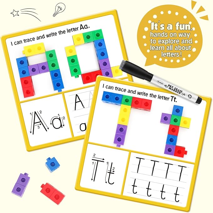 Torlam Math Cubes Math Manipulatives Activity Set, Counting Toys Snap Linking Cube for Kids Kindergarten Learning Activities
