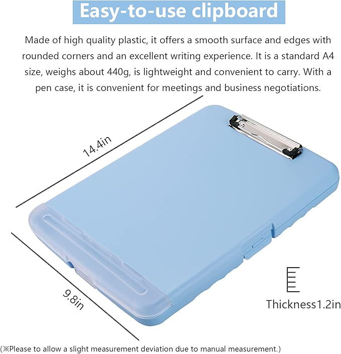 SFLHHDM Clipboard with Pen Holder, Legal Size Nursing Clipboard with Storage, Plastic Clip Board for Writing, Lightweight Cute Clipboards Storage with Low Profile Clip for Work, Office
