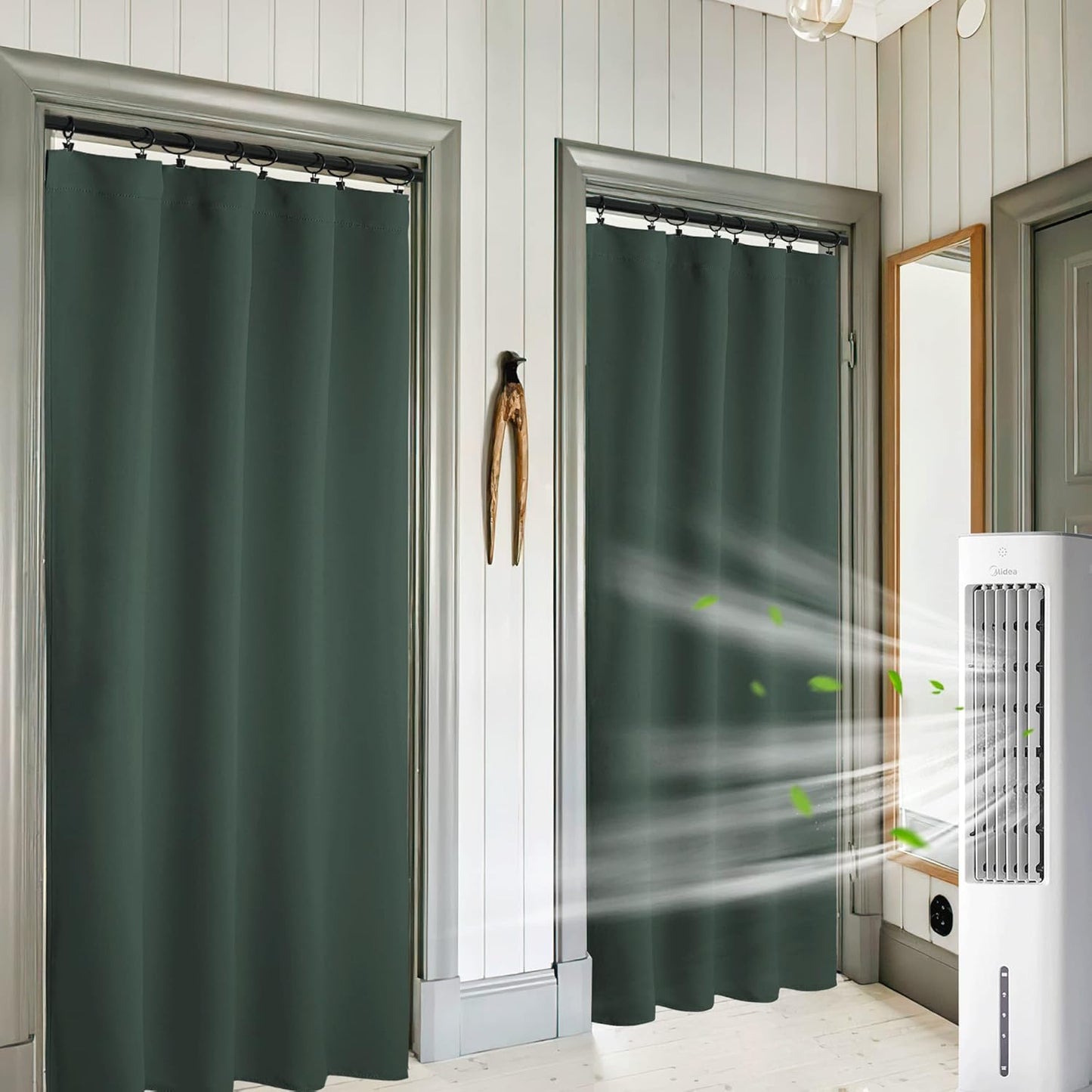 RYB HOME Room Darkening Curtains 84 inches Length 2 Panels Set, Privacy Assured Blackout Window Covers Thermal Insulated Rod Pocket Drapes for Living Room, 42 x 84 inch, Dark Green
