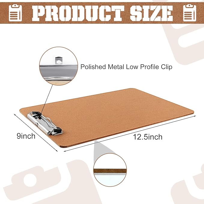 Clipboards, PANDRI 26 Pack Hardboard Office Clipboards, Low Profile Clip, Clip Boards 8.5x11 Standard Letter Size, Classroom Supplies, ECO Friendly