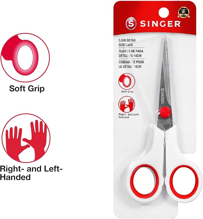 SINGER 00448 5-1/2-Inch Sewing Scissors with Comfort Grip,