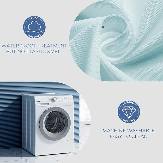 downluxe Waterproof Fabric Shower Curtain Liner, Soft Cloth Shower Liner with 3 Magnets, Machine Washable & Hotel Quality Bathroom Curtain, 70" W x 72" L, Blue
