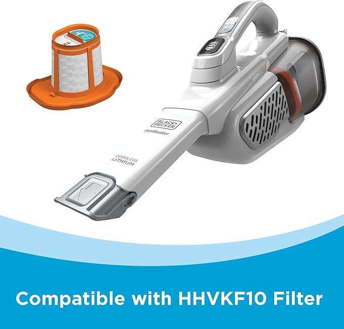 BLACK+DECKER Dust Buster Hand Held Vacuum Cordless Rechargeable, Portable Vacuum for Car, Extended Runtime, Powerful Suction, Extra Long Crevice Tool, AdvancedClean+ (HHVK320J10)