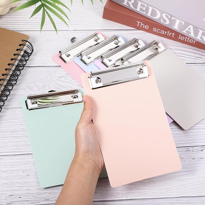 6 Pack Small Clipboards, Plastic Mini Clipboards 4.7x7.3, A6 Size Mini Clipboard with Retaining Clips, Memo Size Notepads Pocket Clipboard, Colorful Clip Board for Classroom Restaurants Office Gifts