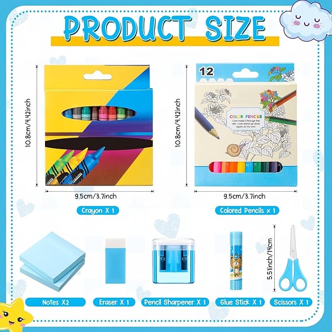 48 Pcs School Stationary Set Essentials Bundle Include Folders Notebooks Rulers Scissors Pencils Pens and Much More Back to School Gifts for Students(Blue)