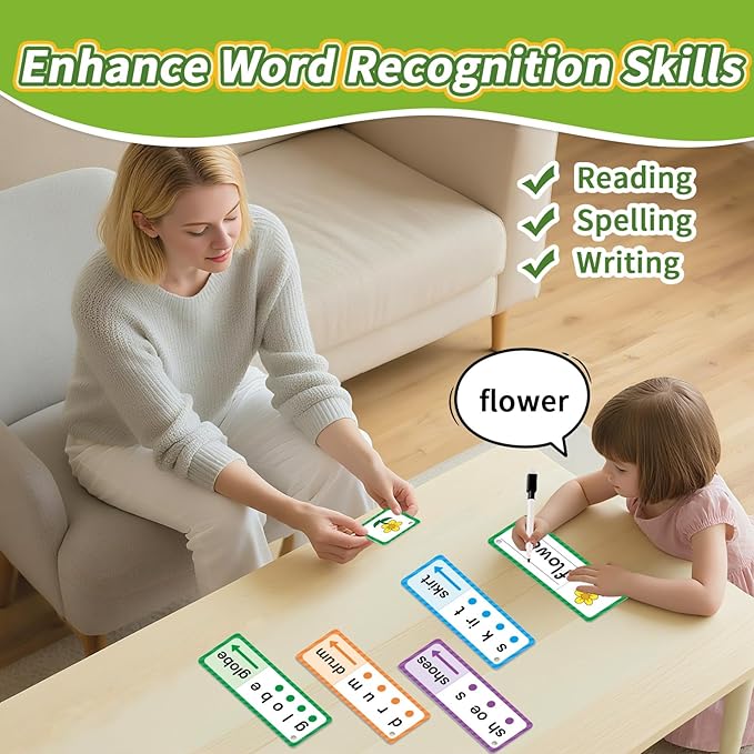 Phonics Games Flash Cards for Kids, Sight Word Spelling Games, Digraphs and Blends flashcards, Speech Therapy Toys for Toddlers, Learn to Read, Preschool Kindergarten Learning Activities